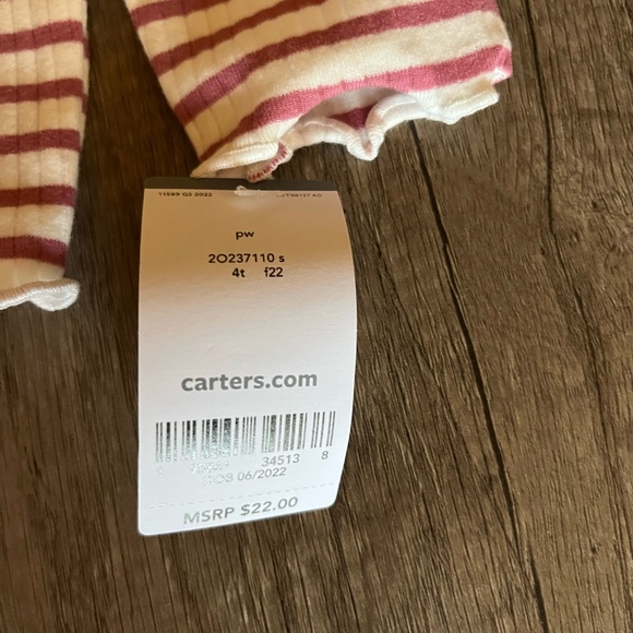 2/$8 Carter's White and Pink Long Sleeve Tees - Picture 3 of 4